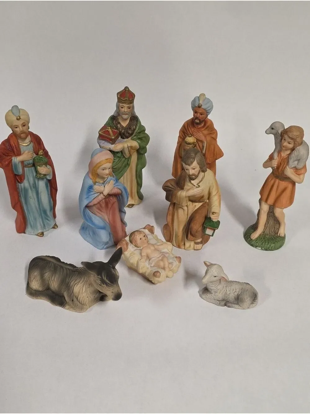 Vintage Homco 9-Piece Nativity Set #5216 - Bisque Porcelain - As Is